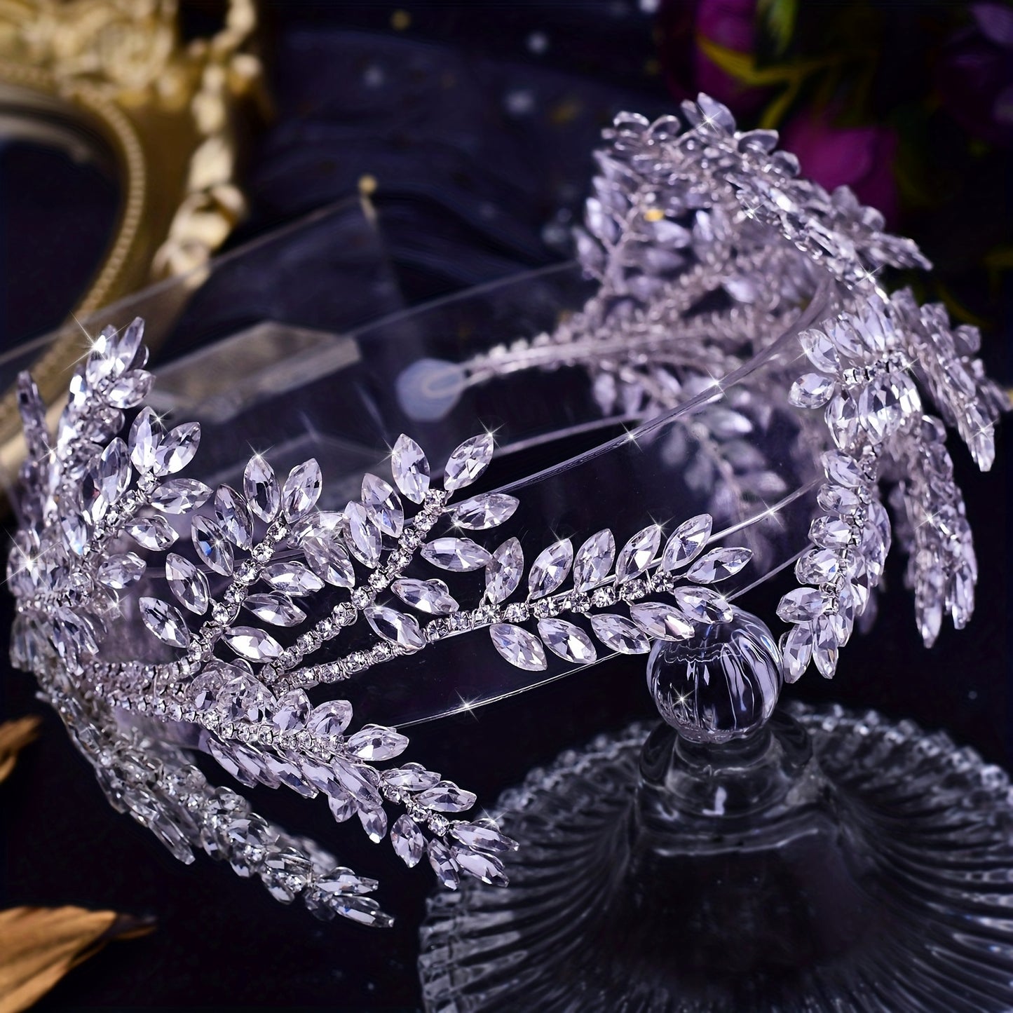 1PC Handmade Bride Wedding Crown Headwear Dresses Inlaid With Noble Rhinestone Hair Hoops Wedding Hair Accessories Bridal Headwear Rhinestone Ladies Headband