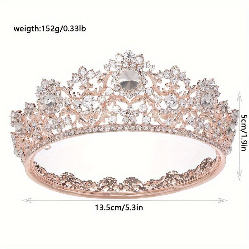 Rhinestone Bridal Queen Crown Full Round Tiara For Women Wedding Pageant Hair Accessories