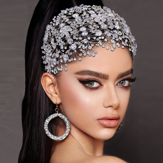 European and American cross-border rhinestone handmade rhinestone silver alloy hair accessories hairband ornaments accessories for brides