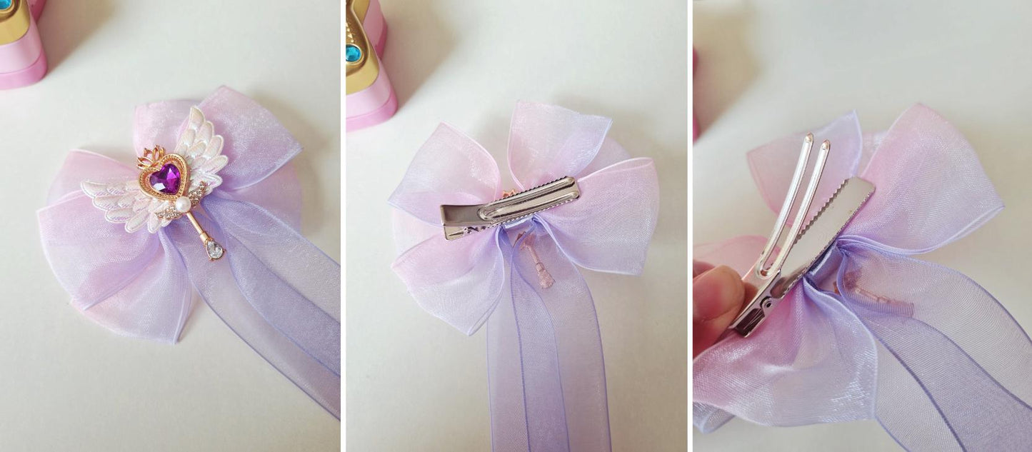 Handmade Gradient Chiffon Ribbon Bow Hairpin Photoshoot Prop Halloween Princess Formal Event Hair Clip Birthday Gift Niece [with Pinkluvme]