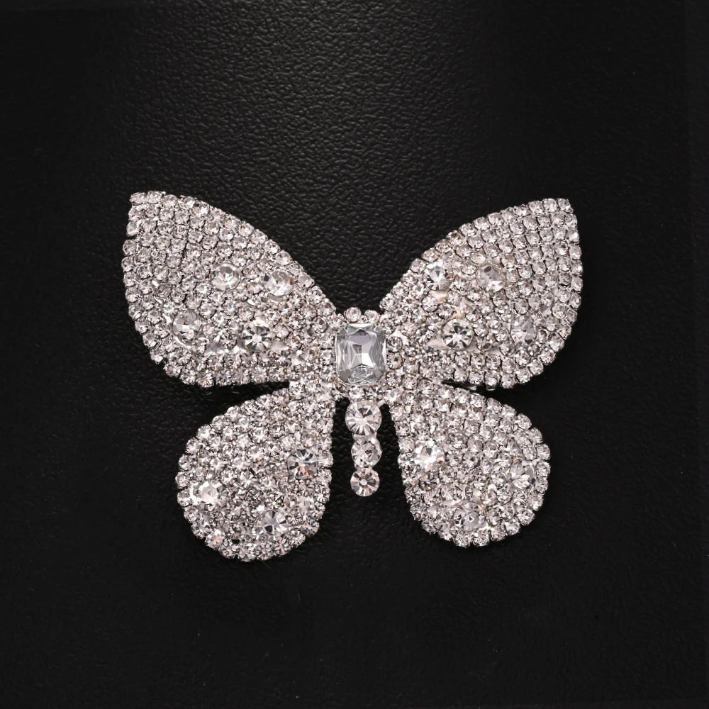 Sparkling Rhinestone Butterfly Hair Clip for Women Fashion Side Hairpin Bridal Party Gift Adjustable Body Chain