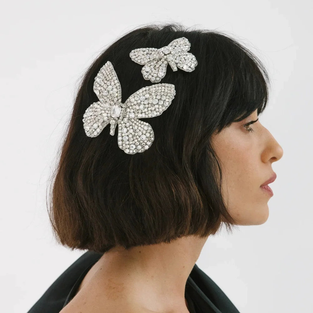 Sparkling Rhinestone Butterfly Hair Clip for Women Fashion Side Hairpin Bridal Party Gift Adjustable Body Chain