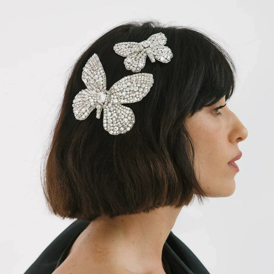 Sparkling Rhinestone Butterfly Hair Clip for Women Fashion Side Hairpin Bridal Party Gift Adjustable Body Chain