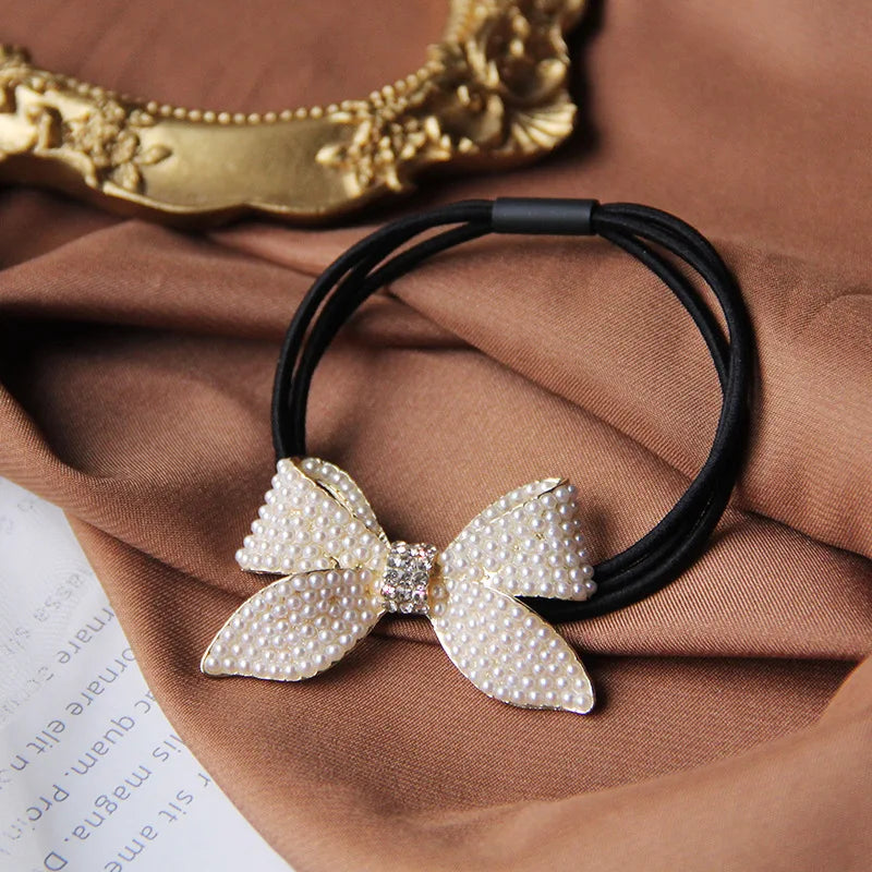 Korean Style Rhinestone & Alloy Decorative Elastic Hair Bands – Fashion Hair Ropes for Women