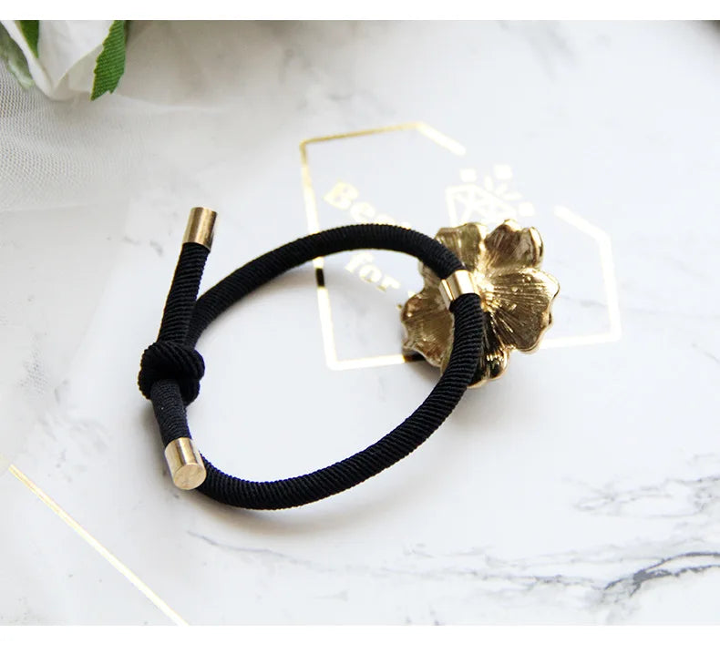 Korean Style Rhinestone & Alloy Decorative Elastic Hair Bands – Fashion Hair Ropes for Women