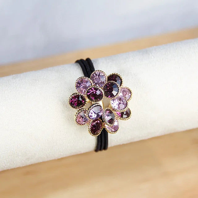 Korean Style Rhinestone & Alloy Decorative Elastic Hair Bands – Fashion Hair Ropes for Women