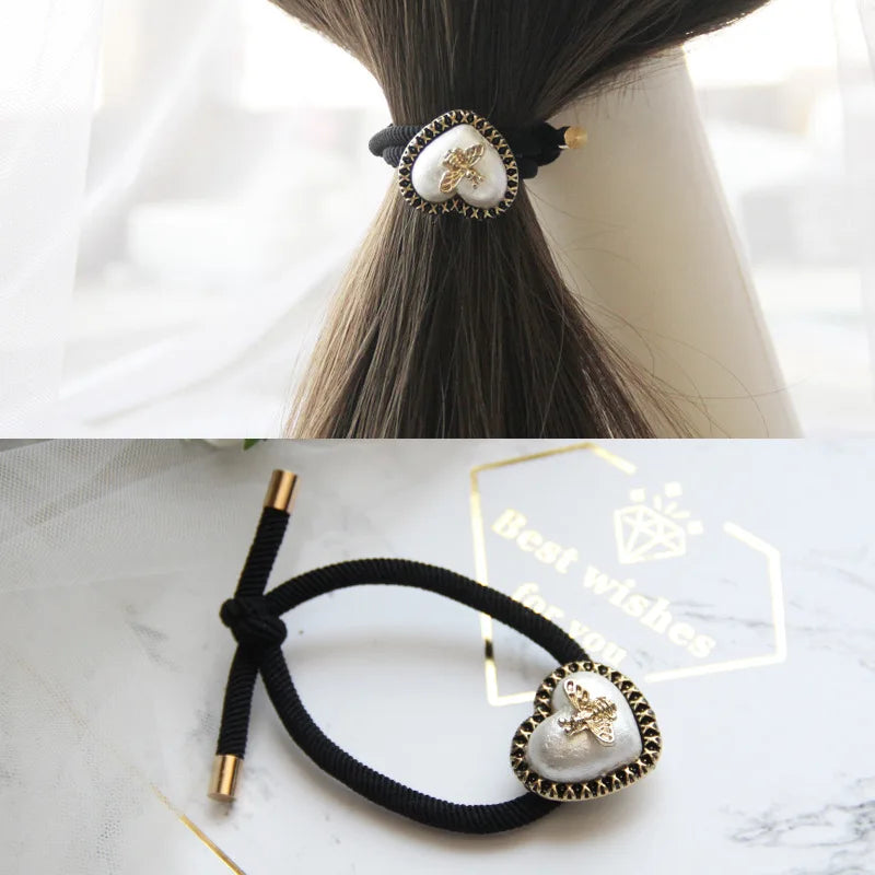 Korean Style Rhinestone & Alloy Decorative Elastic Hair Bands – Fashion Hair Ropes for Women
