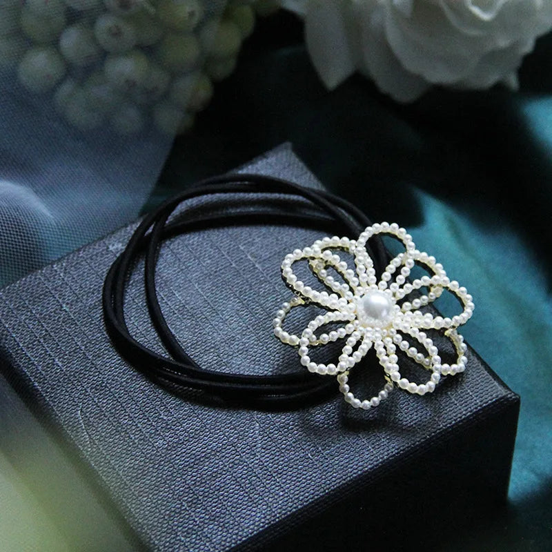 Korean Style Rhinestone & Alloy Decorative Elastic Hair Bands – Fashion Hair Ropes for Women