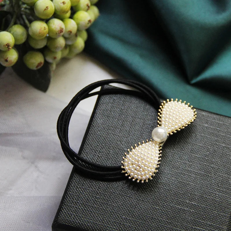 Korean Style Rhinestone & Alloy Decorative Elastic Hair Bands – Fashion Hair Ropes for Women