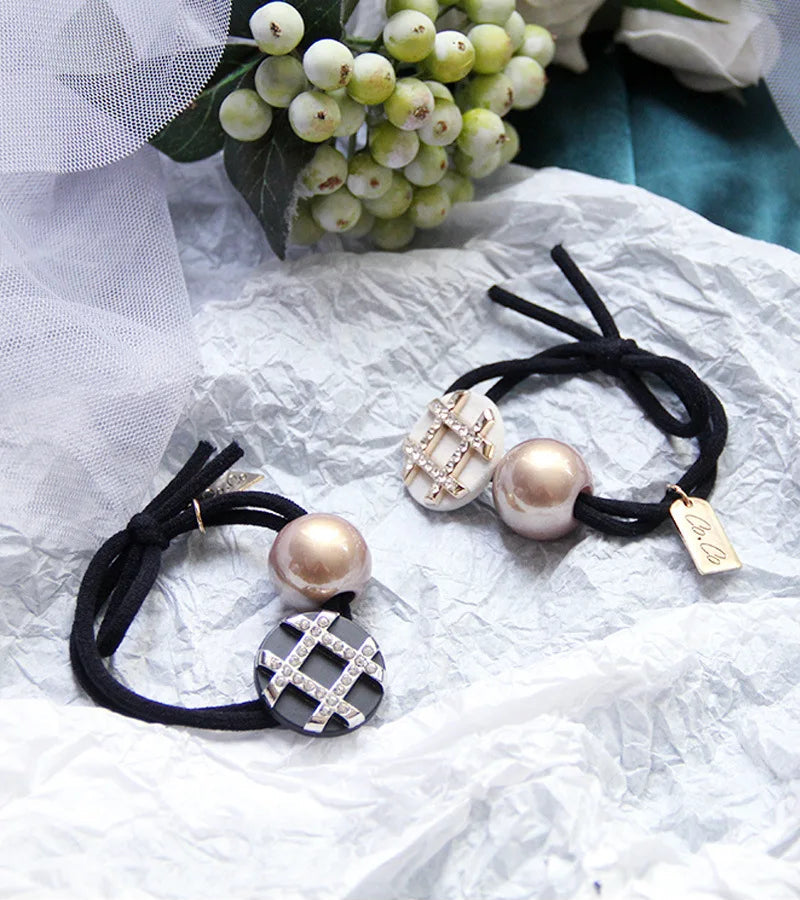 Korean Style Rhinestone & Alloy Decorative Elastic Hair Bands – Fashion Hair Ropes for Women