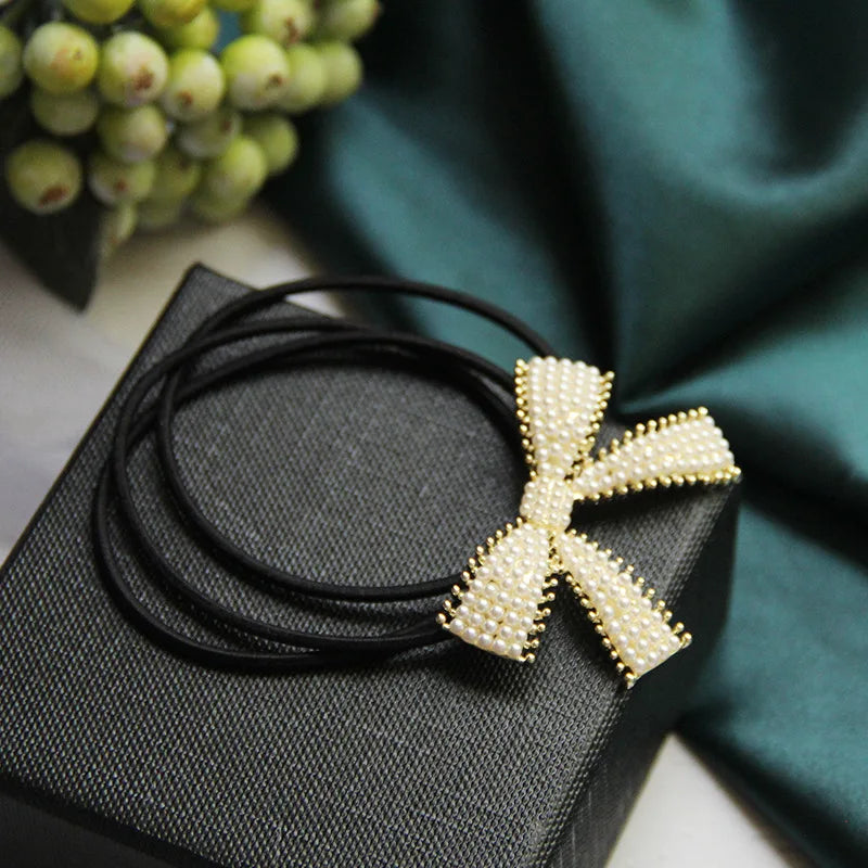 Korean Style Rhinestone & Alloy Decorative Elastic Hair Bands – Fashion Hair Ropes for Women