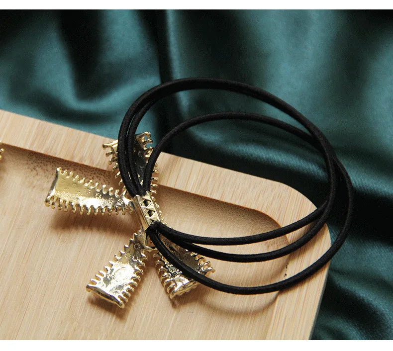 Korean Style Rhinestone & Alloy Decorative Elastic Hair Bands – Fashion Hair Ropes for Women