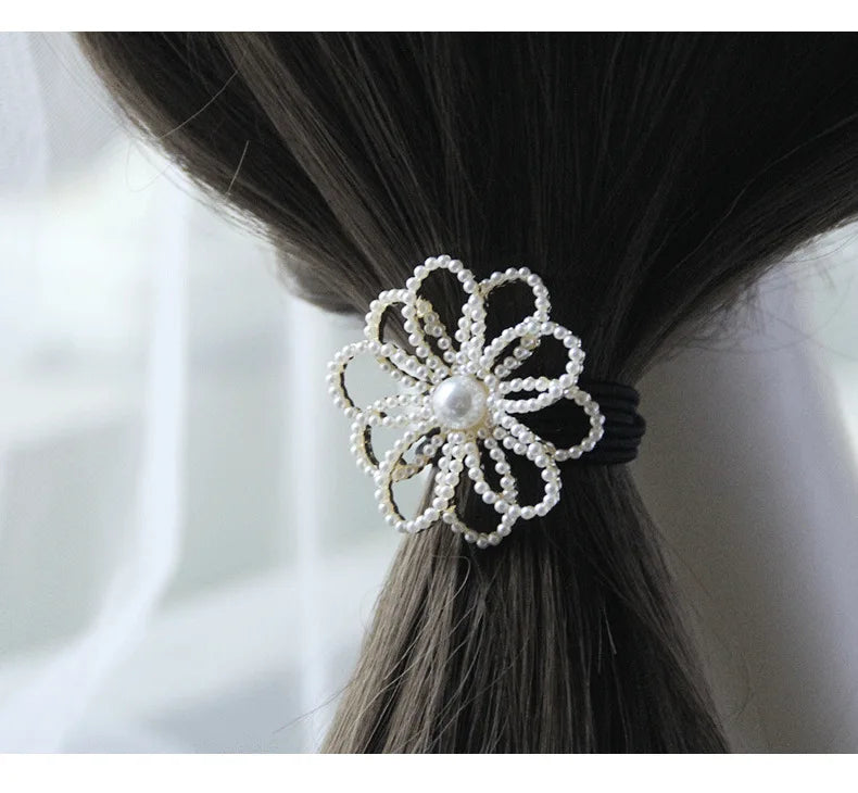 Korean Style Rhinestone & Alloy Decorative Elastic Hair Bands – Fashion Hair Ropes for Women