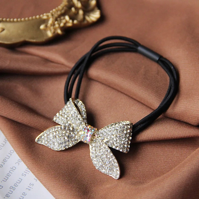 Korean Style Rhinestone & Alloy Decorative Elastic Hair Bands – Fashion Hair Ropes for Women
