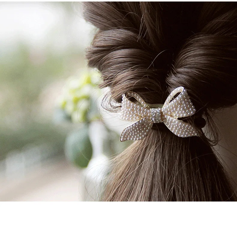 Korean Style Rhinestone & Alloy Decorative Elastic Hair Bands – Fashion Hair Ropes for Women