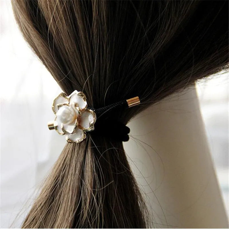 Korean Style Rhinestone & Alloy Decorative Elastic Hair Bands – Fashion Hair Ropes for Women