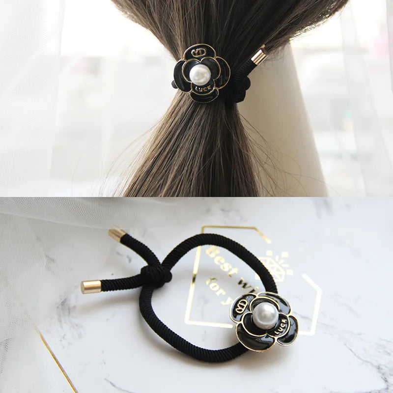 Korean Style Rhinestone & Alloy Decorative Elastic Hair Bands – Fashion Hair Ropes for Women