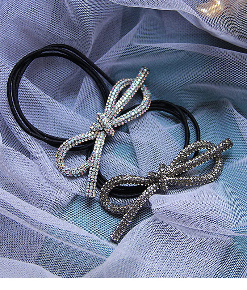 Korean Style Rhinestone & Alloy Decorative Elastic Hair Bands – Fashion Hair Ropes for Women