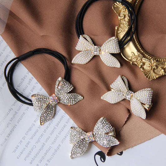 Korean Style Rhinestone & Alloy Decorative Elastic Hair Bands – Fashion Hair Ropes for Women