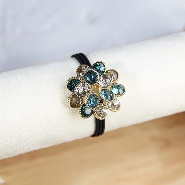 Korean Style Rhinestone & Alloy Decorative Elastic Hair Bands – Fashion Hair Ropes for Women