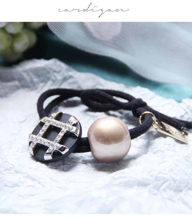 Korean Style Rhinestone & Alloy Decorative Elastic Hair Bands – Fashion Hair Ropes for Women