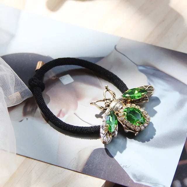 Korean Style Rhinestone & Alloy Decorative Elastic Hair Bands – Fashion Hair Ropes for Women