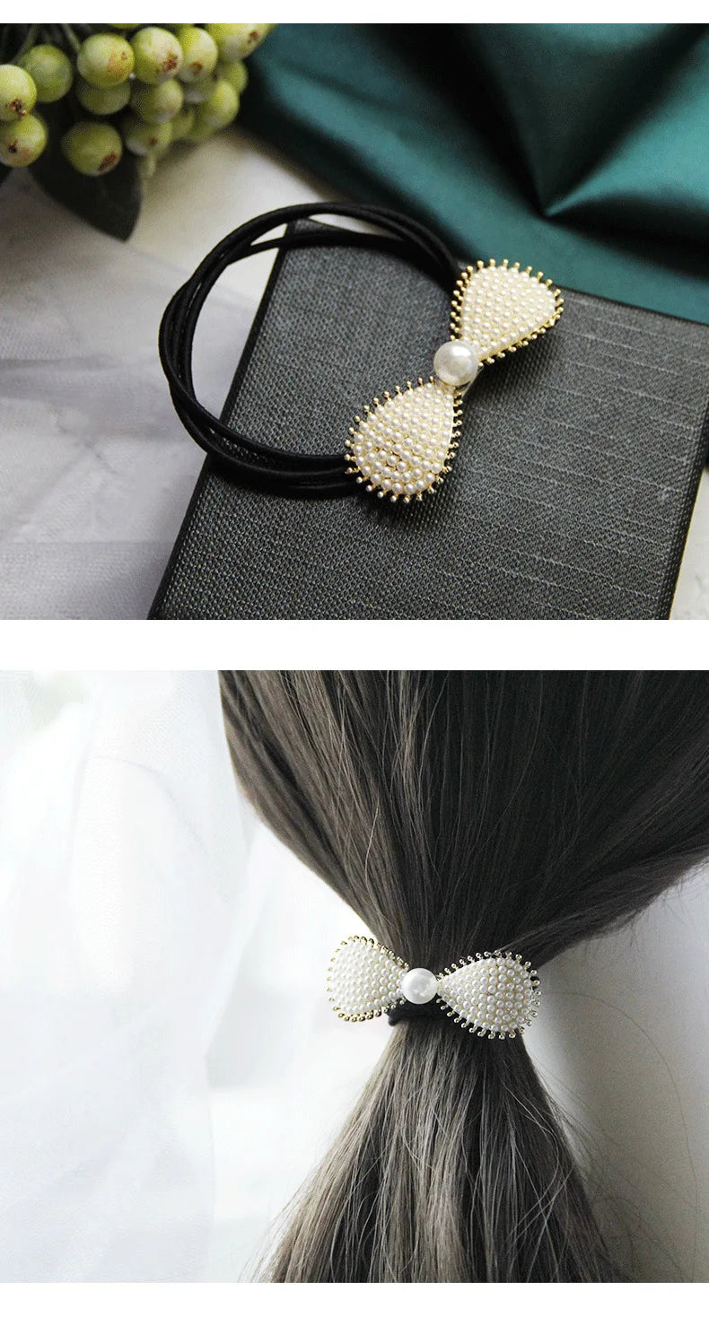 Korean Style Rhinestone & Alloy Decorative Elastic Hair Bands – Fashion Hair Ropes for Women