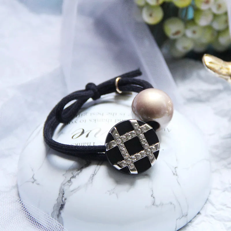 Korean Style Rhinestone & Alloy Decorative Elastic Hair Bands – Fashion Hair Ropes for Women