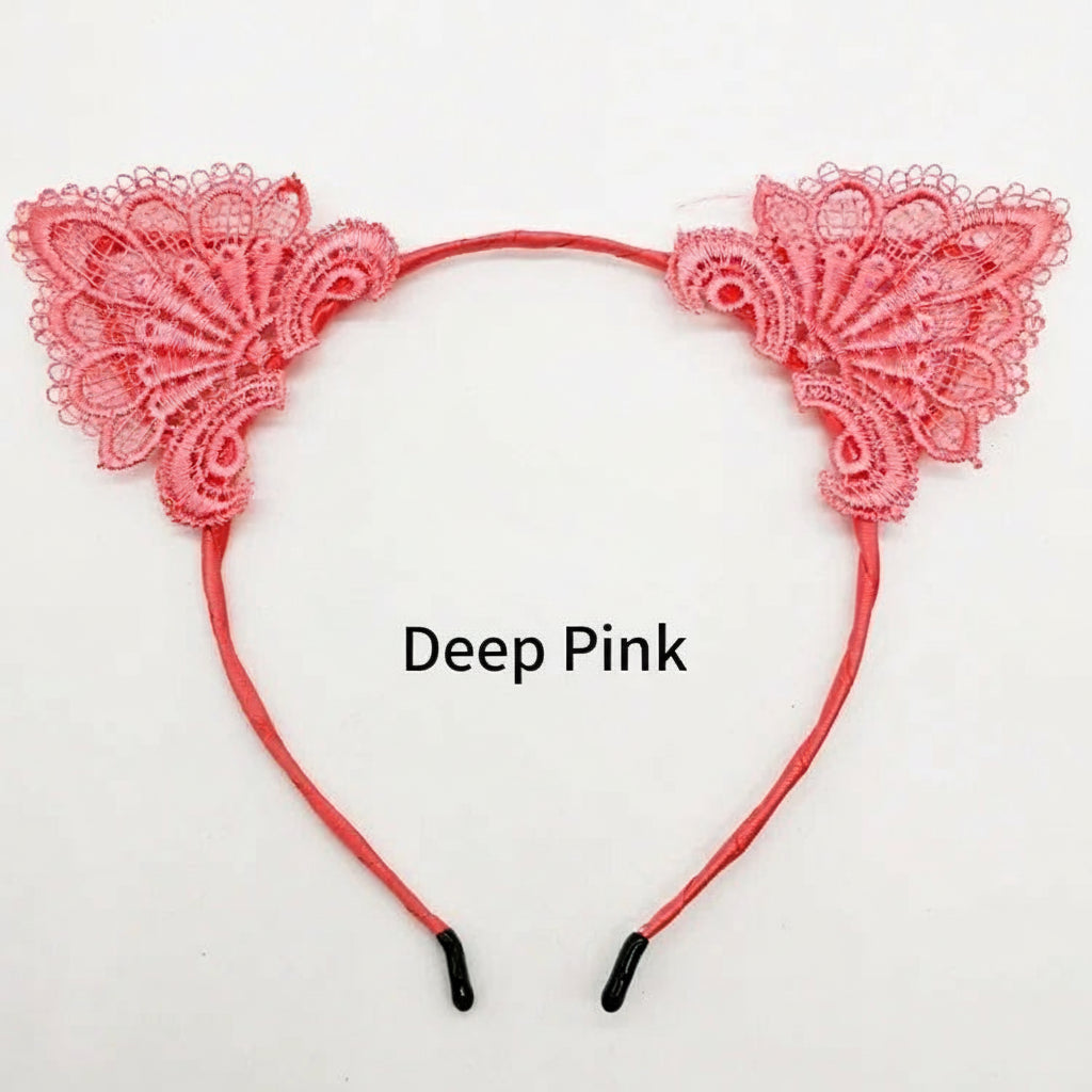 1PC Female Women Lady Girls Sexy Cat Ears Black Lace Hairbands Headbands Headwear Hair Hoop Party Hair Accessories