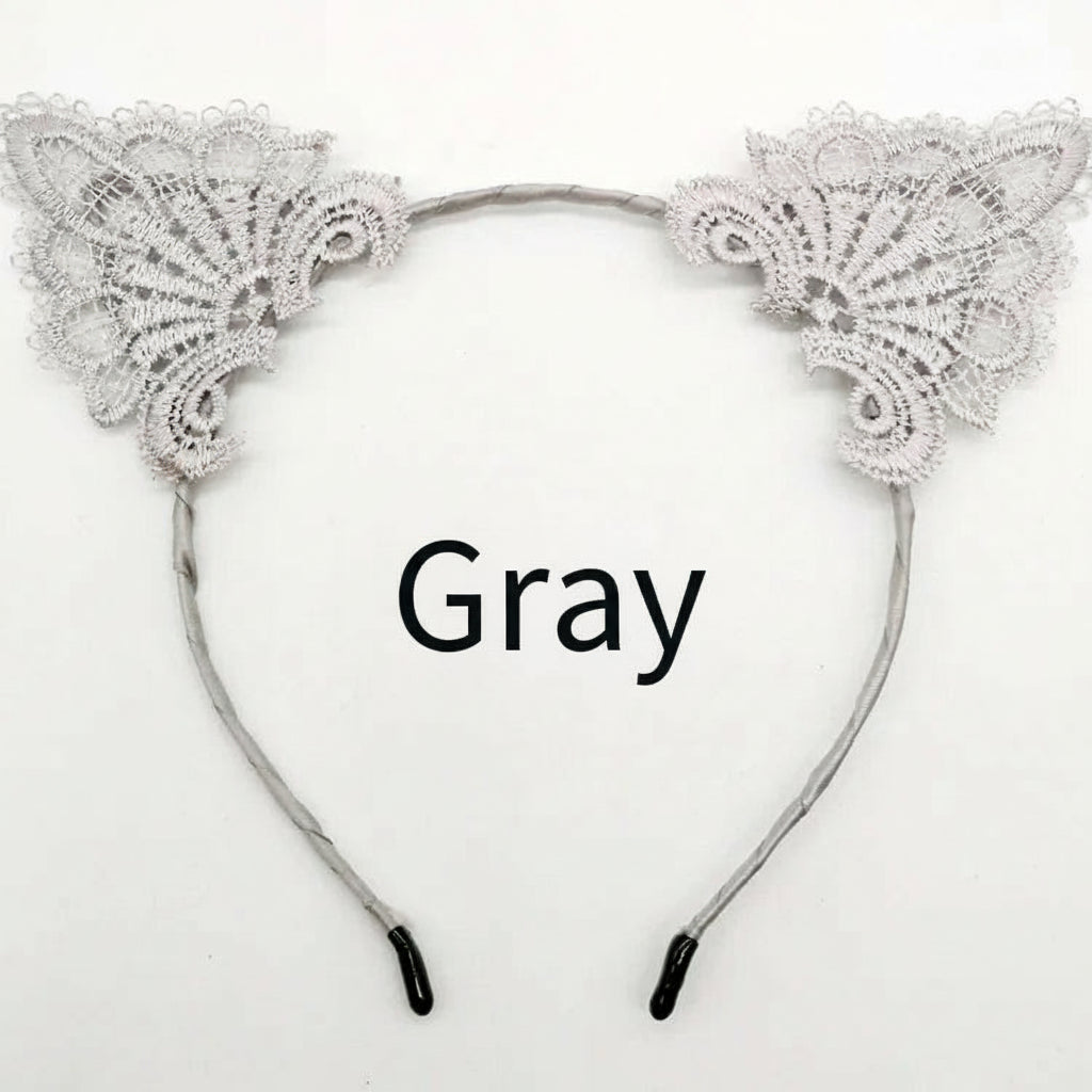 1PC Female Women Lady Girls Sexy Cat Ears Black Lace Hairbands Headbands Headwear Hair Hoop Party Hair Accessories