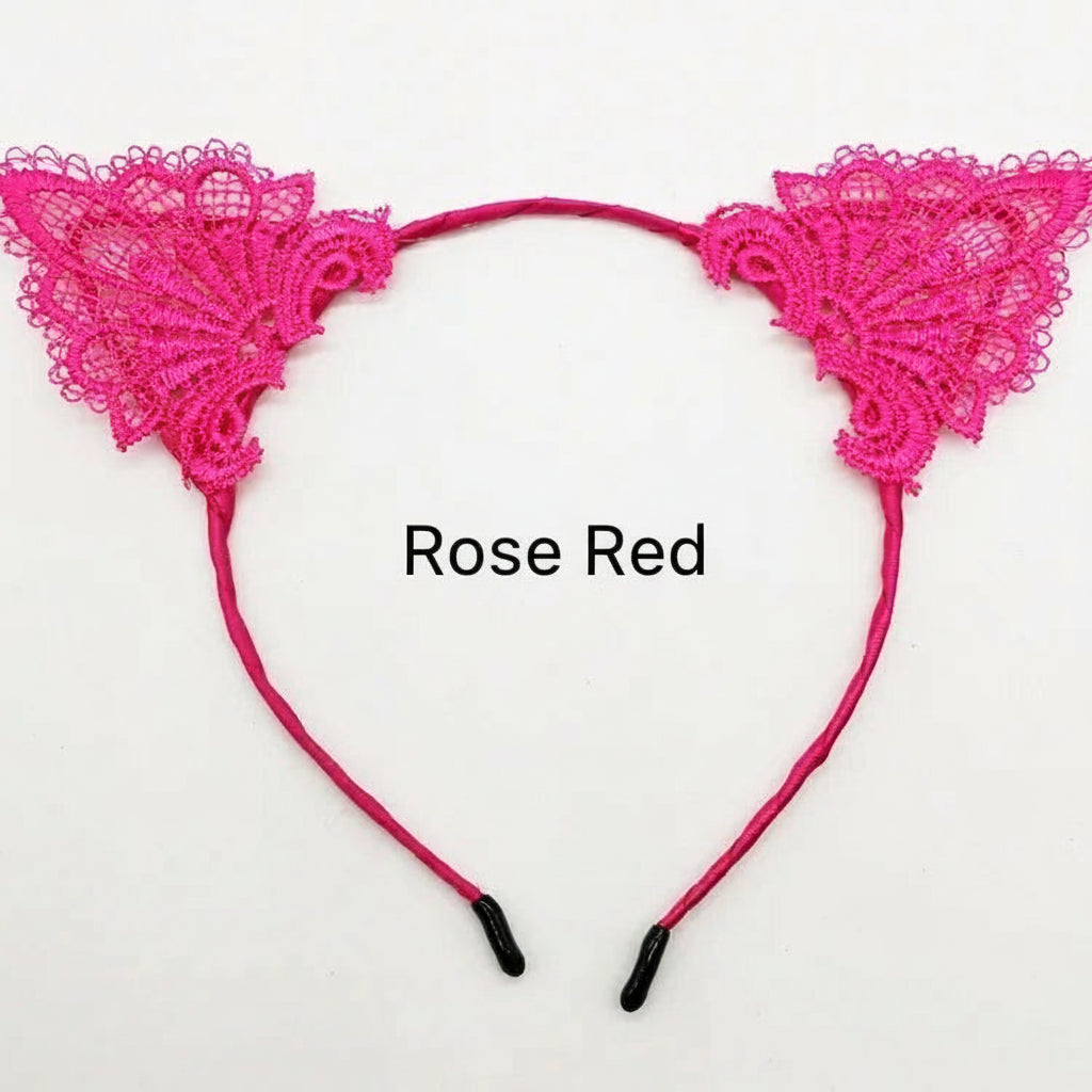 1PC Female Women Lady Girls Sexy Cat Ears Black Lace Hairbands Headbands Headwear Hair Hoop Party Hair Accessories