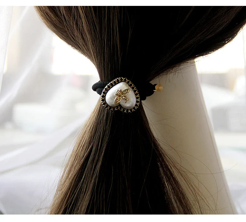 Korean Style Rhinestone & Alloy Decorative Elastic Hair Bands – Fashion Hair Ropes for Women