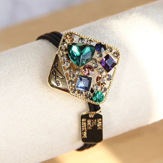 Korean Style Rhinestone & Alloy Decorative Elastic Hair Bands – Fashion Hair Ropes for Women