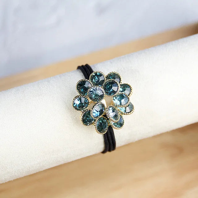 Korean Style Rhinestone & Alloy Decorative Elastic Hair Bands – Fashion Hair Ropes for Women