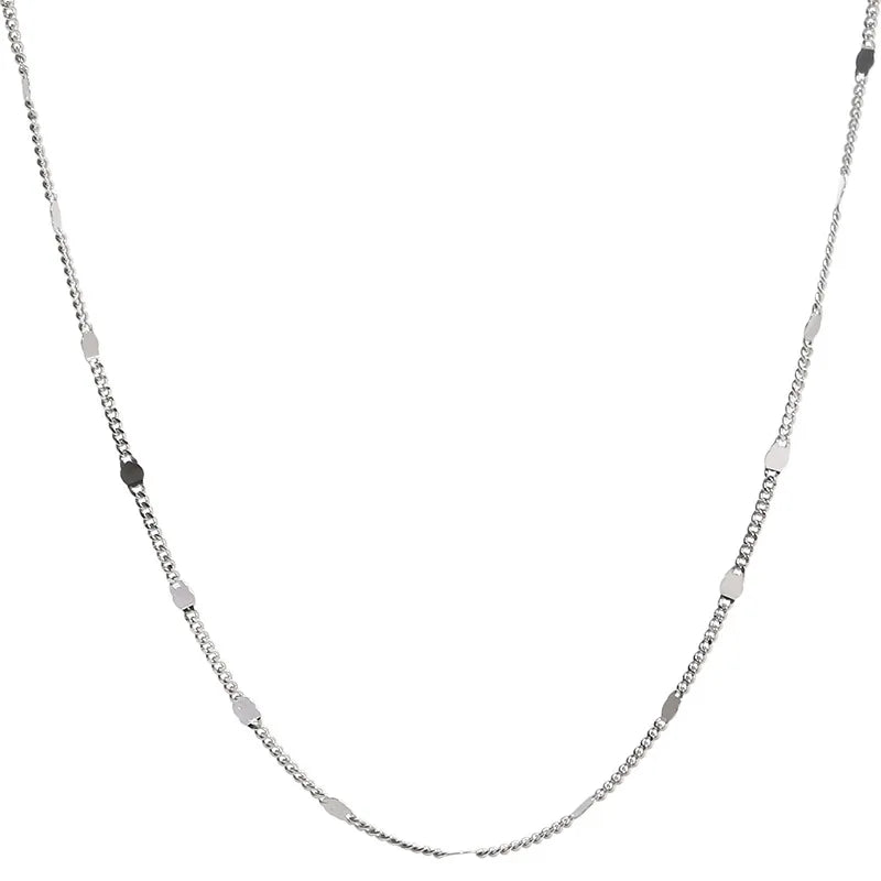925 Sterling Silver Minimalist Sideways Chain Necklace – Dainty Cold Wind Clavicle Chain for Women