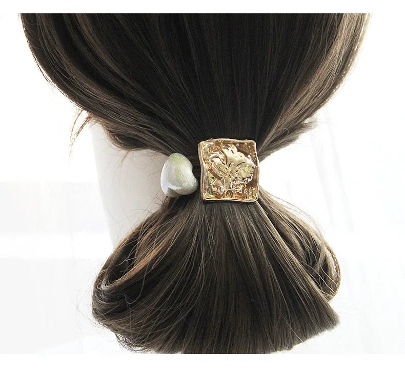 Korean Style Rhinestone & Alloy Decorative Elastic Hair Bands – Fashion Hair Ropes for Women