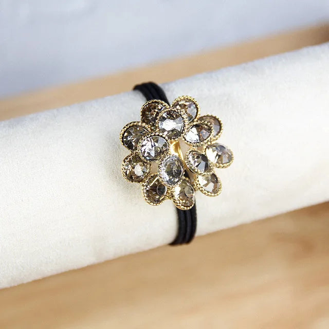 Korean Style Rhinestone & Alloy Decorative Elastic Hair Bands – Fashion Hair Ropes for Women