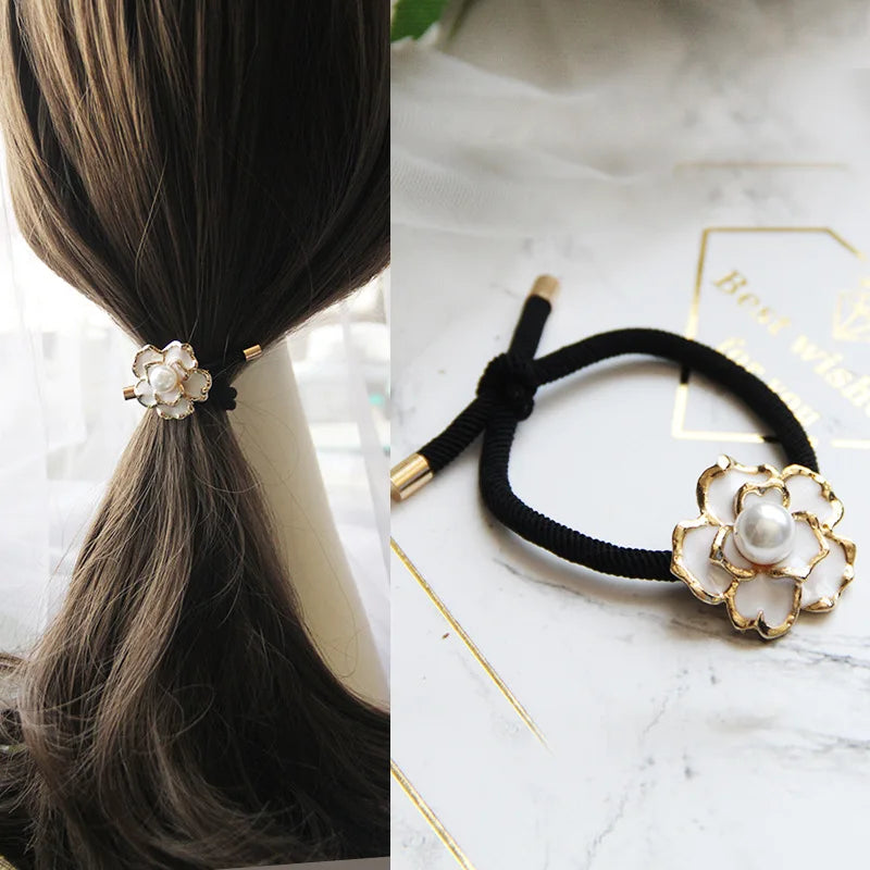 Korean Style Rhinestone & Alloy Decorative Elastic Hair Bands – Fashion Hair Ropes for Women