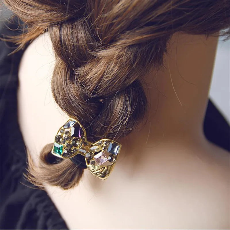 Korean Style Rhinestone & Alloy Decorative Elastic Hair Bands – Fashion Hair Ropes for Women