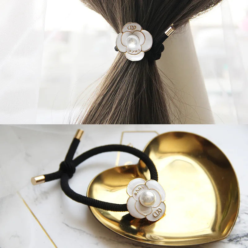 Korean Style Rhinestone & Alloy Decorative Elastic Hair Bands – Fashion Hair Ropes for Women