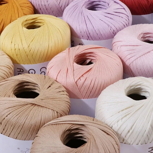 New Multicolour Rafia Yarn DIY Hand-Knitted Crocheting Paper Threads Raffia Straw Yarn Knitting