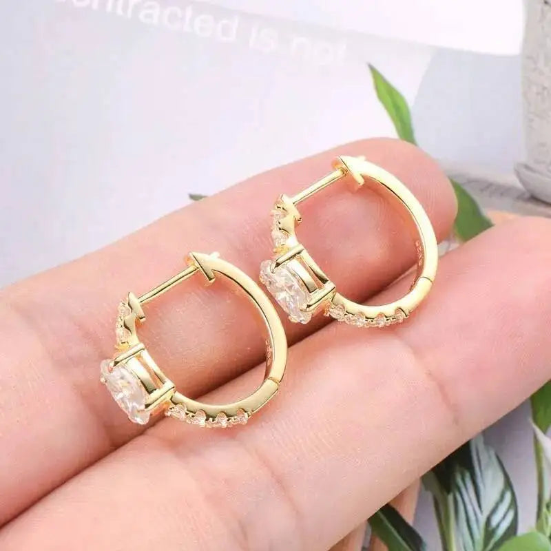 D Color 1ct Moissanite Oval Hoop Earrings – S925 Sterling Silver, VVS1, Excellent Cut