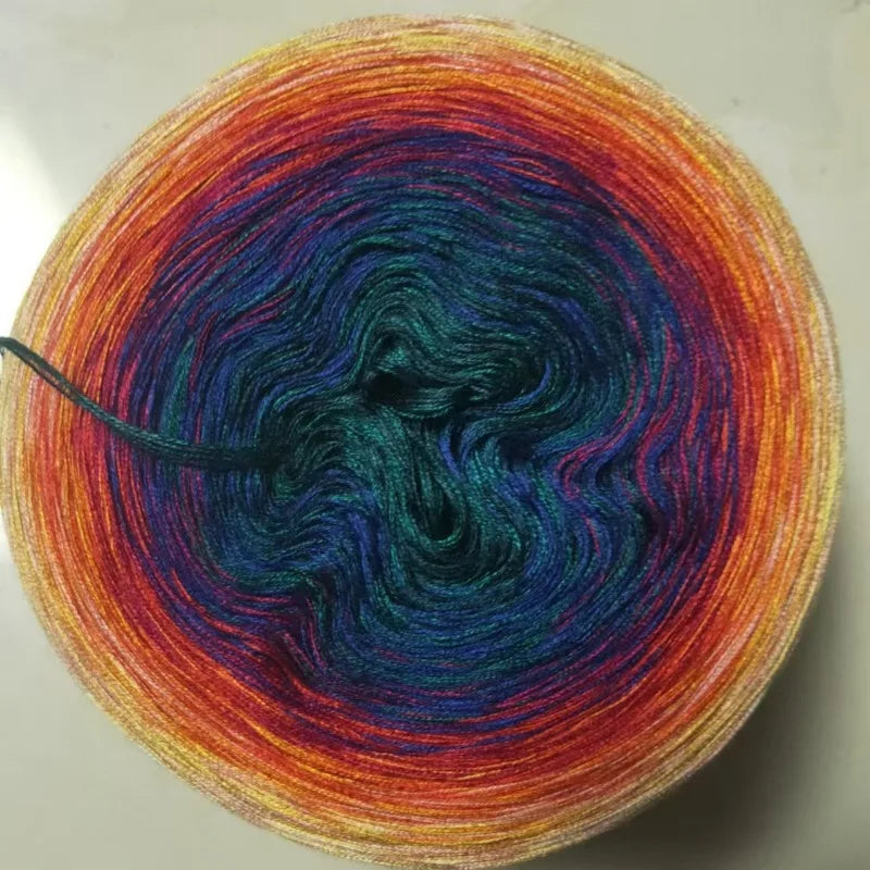 300g Rainbow Gradient Color Cake Yarn Organic Cotton Blend Yarn Segmented splicing line DIY Scarf Shawl Skirt Wool Yarn Crochet
