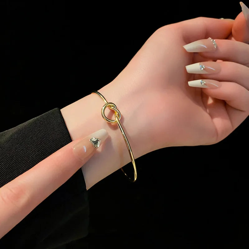 Stainless Steel Bracelets Vintage Men's Fashion Woven Twist Texture Bangles for Women Jewelry Statement Streetwear Goth Gifts