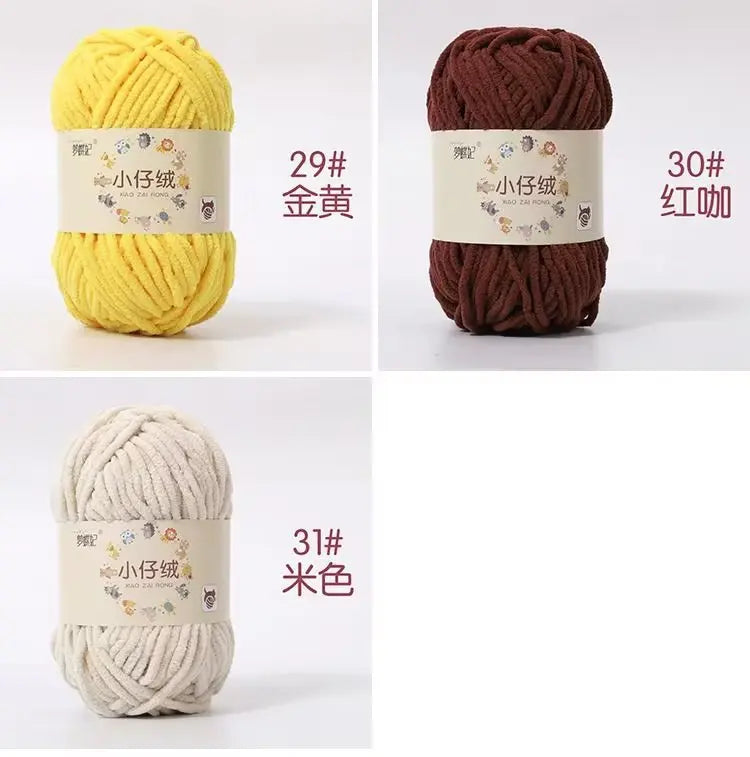 50g Thick Velvet Yarn, Handmade DIY Knitting Yarn, Wool Thread, Baby Scarf and Hat, Soft Chenille Yarn for Knitting