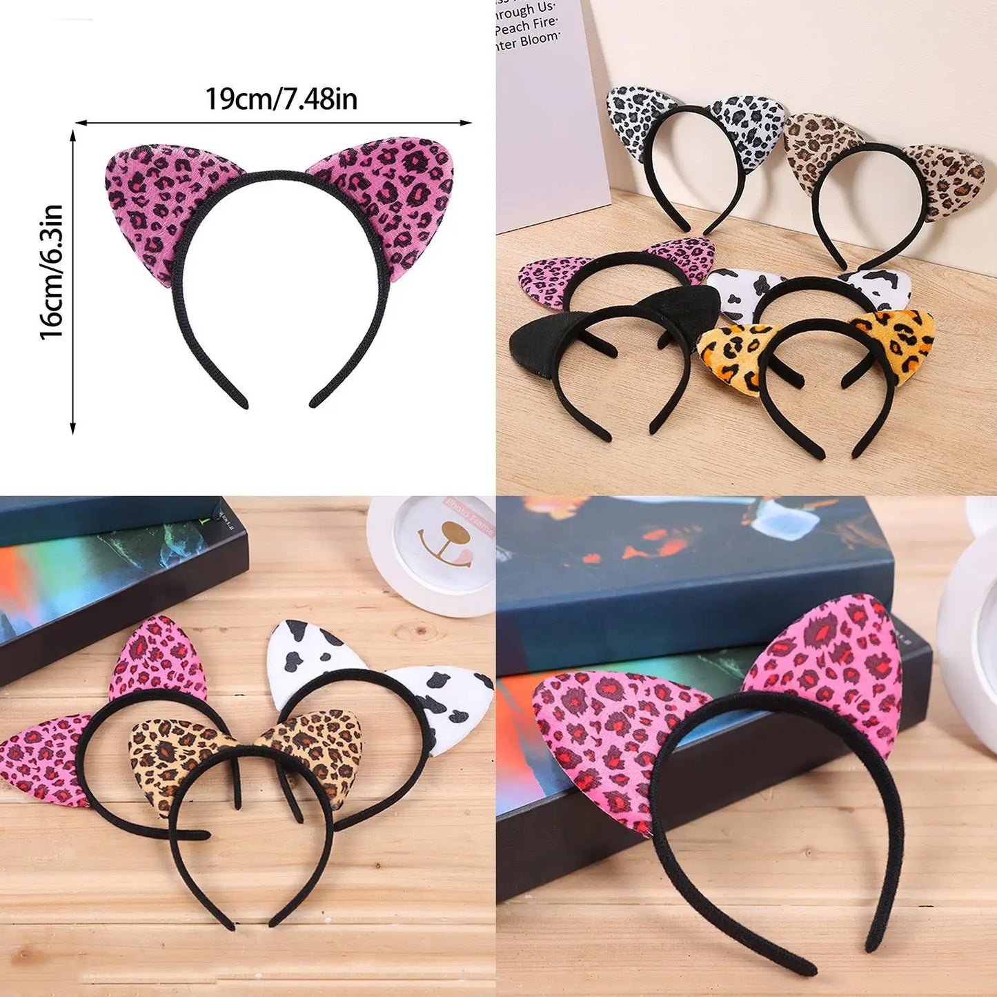 Vintage Leopard Print Cat Ears Headband For Girls Women Cute Cat Ears Hair Hoop Hairband Kid Hair Accessories Headwear