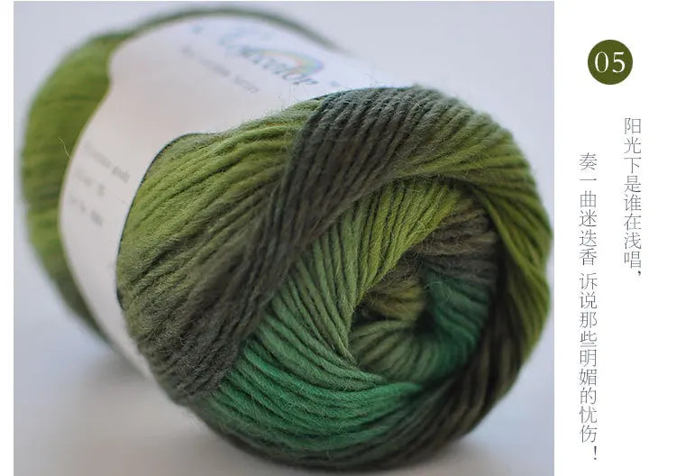 50g Rainbow 100% Pure Wool Yarn,Long Dyed Gradient Knitting Yarn,DIY Shawl Sweater Scarf Clothing Crochet Thread Hand Woven Gift