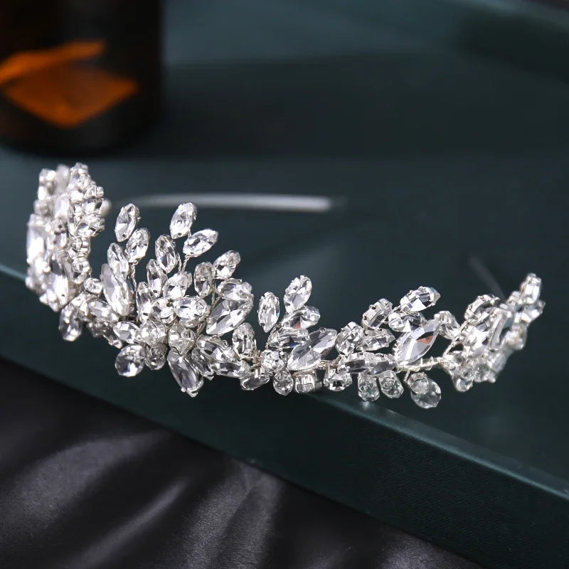 Handmade Crystal Crown Tiara – Bridal Rhinestone Wedding Headpiece