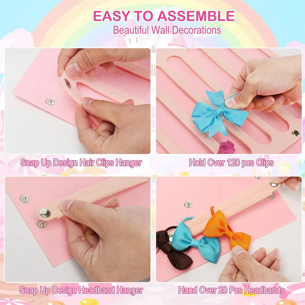 Hair Bows Holder Large Capacity Headband Organizer Wall Hanging Hair Clip Storage Hanger Space Saving Hair Girls Wall Decor