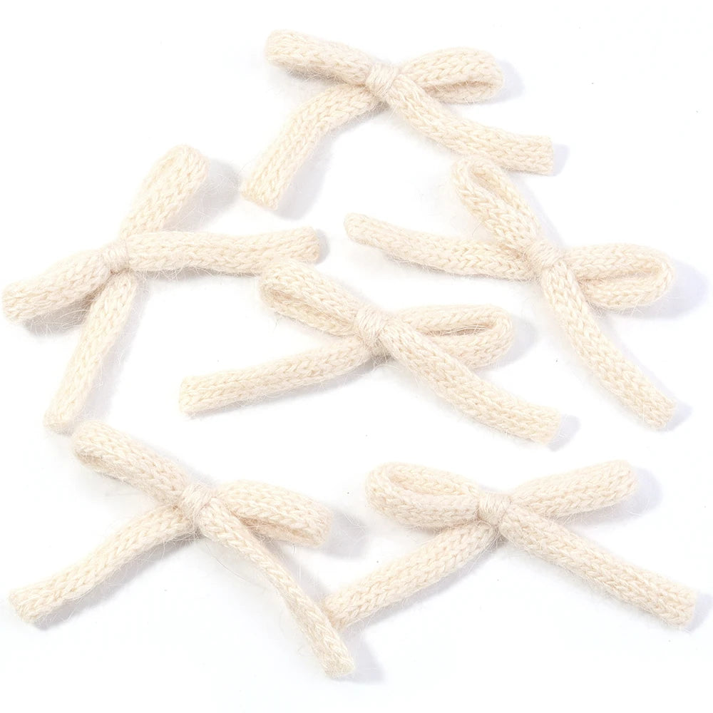 Knitted Wool Double-Layer Bow Set (6pcs) – Soft DIY Hair Accessories for Girls & Women